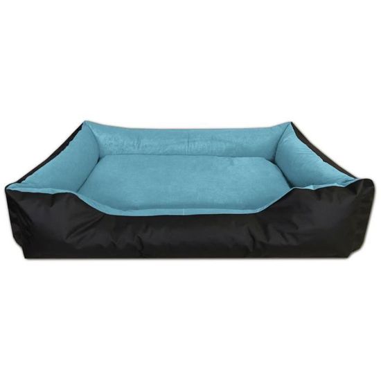 BedDog LUPI lit pour chien, Panier corbeille, coussin de chien [XXL env. 120x85cm, BLUE-SKY (noir/bleu)]