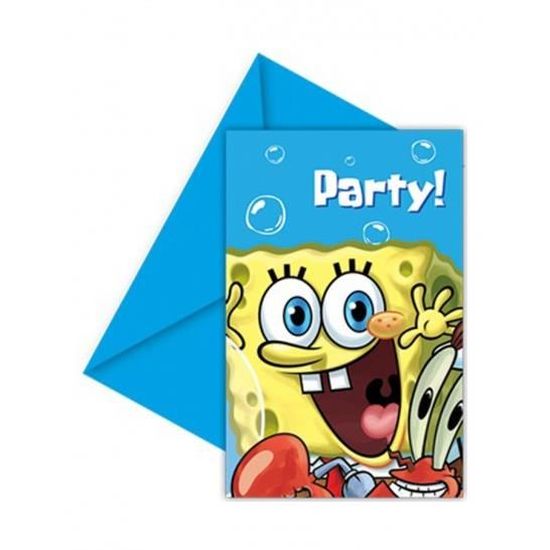 Invitations Anniversaire Bob L Eponge X6 Cdiscount Beaux Arts Et Loisirs Creatifs
