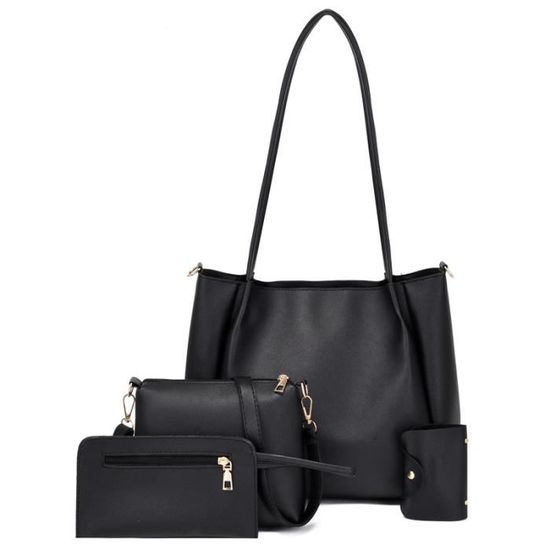 Sac à Main pour Femme en Cuir Épaule Messenger Bag Noir pour Travail