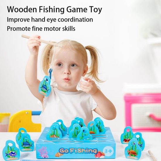 Jeu De Pêche Magnétique TonStyle – Jouet Montessori En Bois – 2 Cannes Et 10 Poissons – Dès 3 Ans – Cadeau éducatif