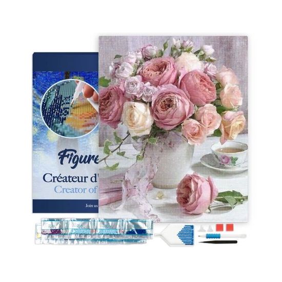 DCIDBEI Peinture Diamant 40x50cm Par Numéros - Chat Et Bouquet De Fleurs Violettes - Puzzle Broderie Pour Adultes