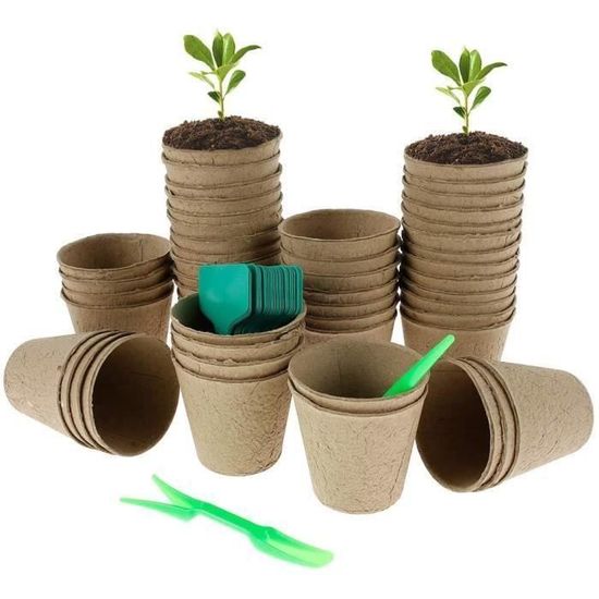 XIZAO 50 Pots De Culture Biodégradables Fibre De Tourbe Pour Semis Jardin