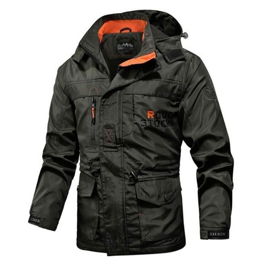 Veste Homme Coupe-Vent Camouflage - Imperméable, Légère, à Capuche - Pour Randonnée, Voyage, Automne-Hiver