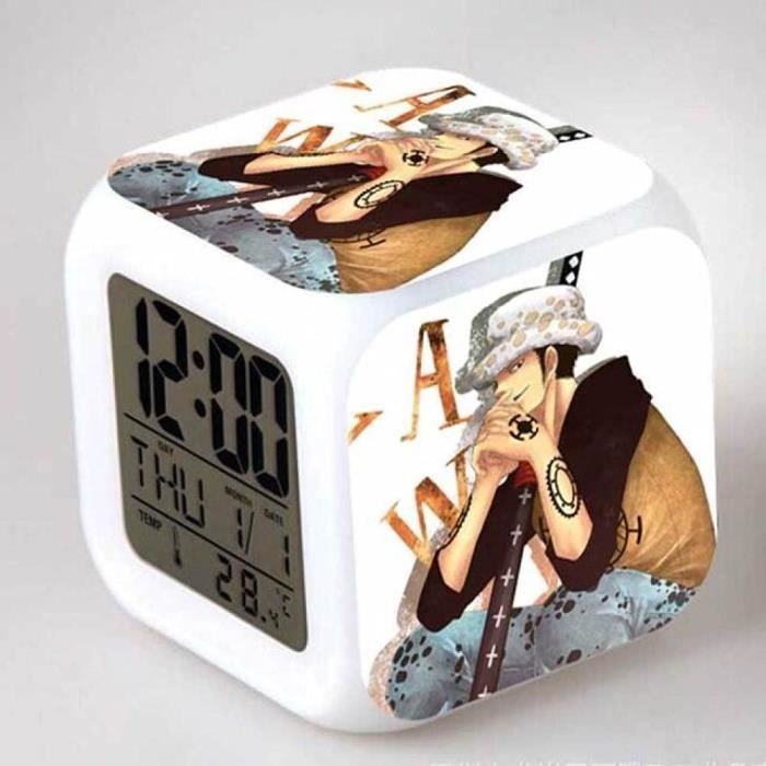 Réveil Numérique Cube One Piece Roronoa Zoro – Horloge LED Nuit Avec Lumière Multicolore Et Thermomètre