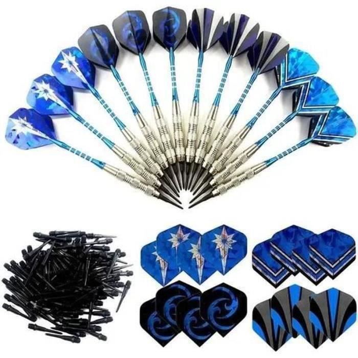 Flechette Pointe Plastique, 12 Fléchettes avec 24 Ailettes et 100 Pointes, Set de Flechettes à Pointe Souple pour Cible de - Jeux - Jouets
