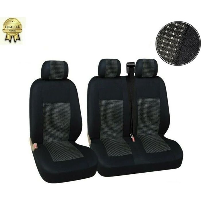 Citroen Jumper Jumpy Housse Couvre-Sieges 2+1 Luxe Noir-Noir