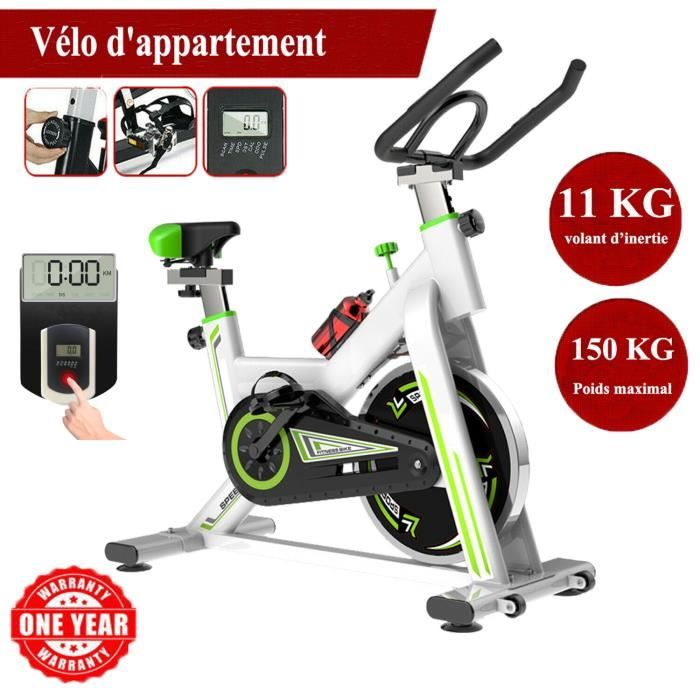 Vélo d'appartement biking entrainement - Inertie de 11 kg - Vélo d'Exercice Multifonction Capteur Fréquence Cardiaque - Blanc