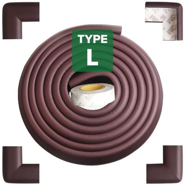 Bande Protection Rebord Coin Table Meuble Pare-chocs Sécurité Bébé Enfant Type L Tritina- Brown