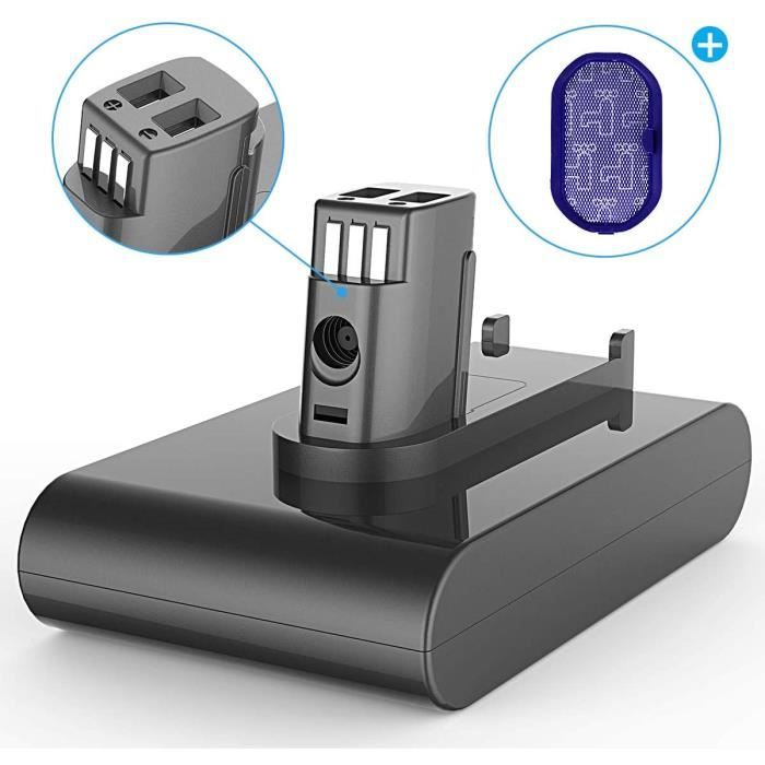 Batterie pour Dyson DC45 Type A, Yaber 3000mAh 22.2V Li-ion Batterie de Remplacement pour DC34 DC45 DC35 DC31 DC44 avec 1 Filtre (Se