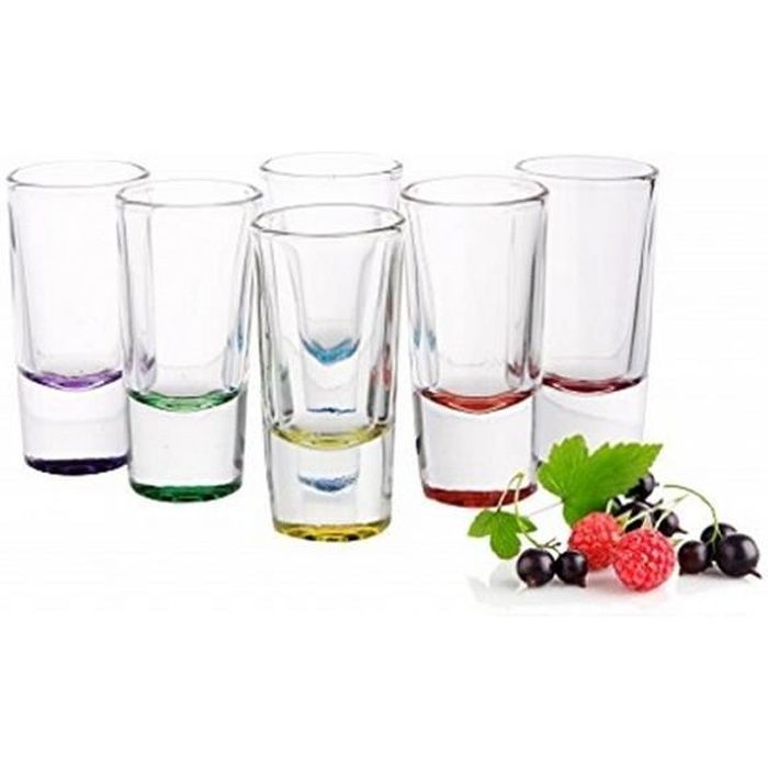 Original Shooter, Verres à Shot Mix Color - Vodka , Tequila - Lot de 6 - 25 ml