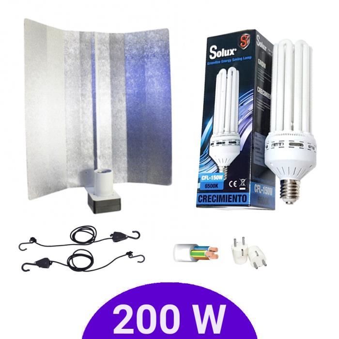 Kit lampe 200W CFL Solux Croissance + Pearlpro