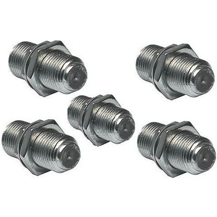 5 RACCORDS DE FICHE F POUR CABLE TV ET SATELLITE