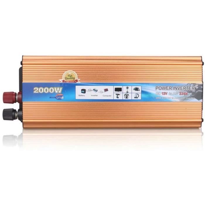 Onduleur 900W 12V - 24V - 48V - 60V DC à 110V - 220V AC convertisseur de puissance de crête 2000W avec ports de charge USB adap A176
