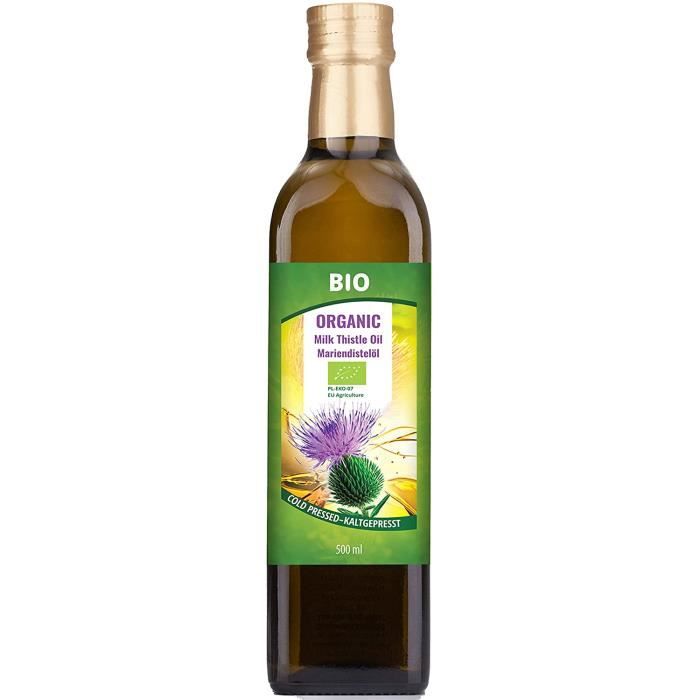 Huile de Chardon Marie, Biologique, Huile BIO de Silybum marianum, Pressée à Froid 500 ML