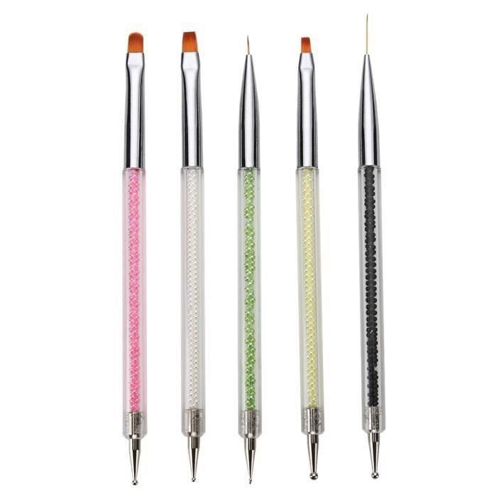 5 PC 2 façon acrylique Gel UV Ongle Art Ongle Art Pinceau Ongle Dotting stylo