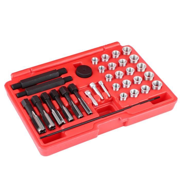 Dioche Insert de filetage de bougie de préchauffage Kit de réparation de filetage de bougie de préchauffage 33 pièces