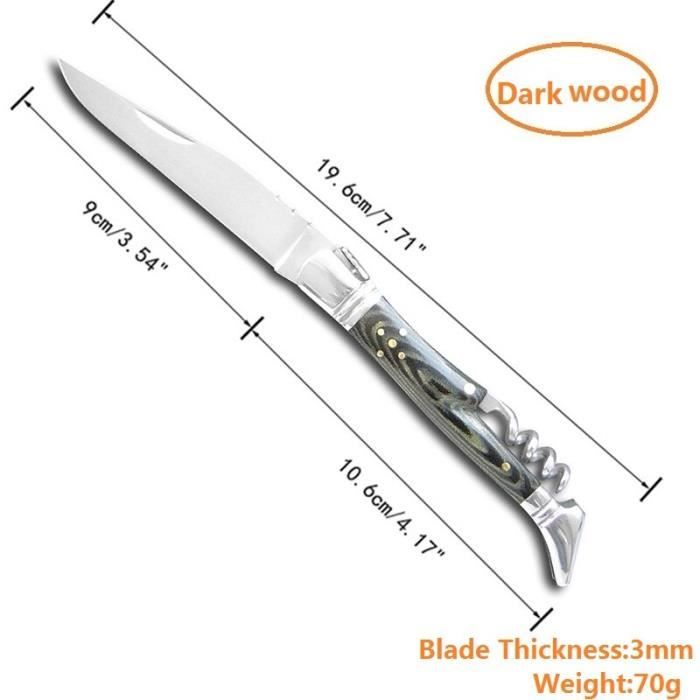 Tire-Bouchon,Laguiole ouvre bouteille en acier inoxydable, couteau, manche en bois, Sommelier, bière, ouvre - Type 19.6cm Dark Wood