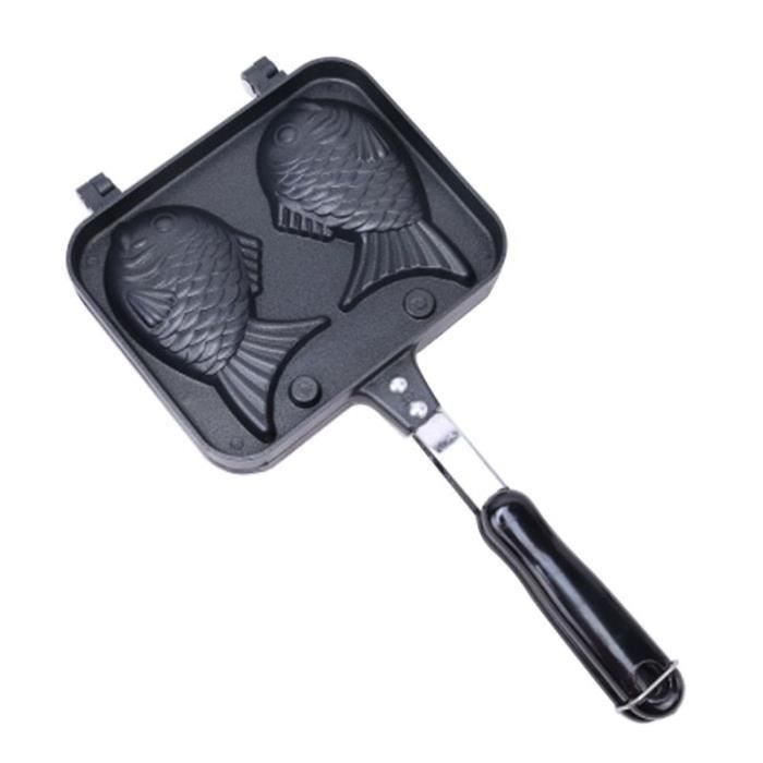 Moule à gateaux,Accueil japonais antiadhésif Taiyaki poisson en forme de cuisson gaufrier fabricant 2 moules de fonte bricolage