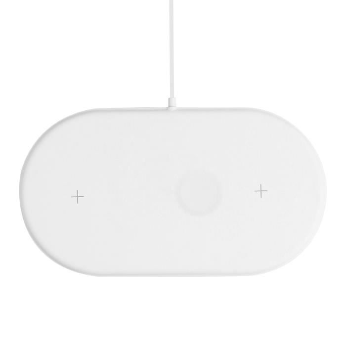 Chargeur à Induction 3 en 1 iPhone Apple Watch et Airpods Silicone Compact Blanc