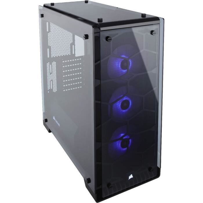 Corsair Crystal 570X RGB Boîtier PC Gaming (Moyenne Tour ATX avec Fenêtre en Verre Trempé avec trois SP120 RGB Ventilateur) Noir