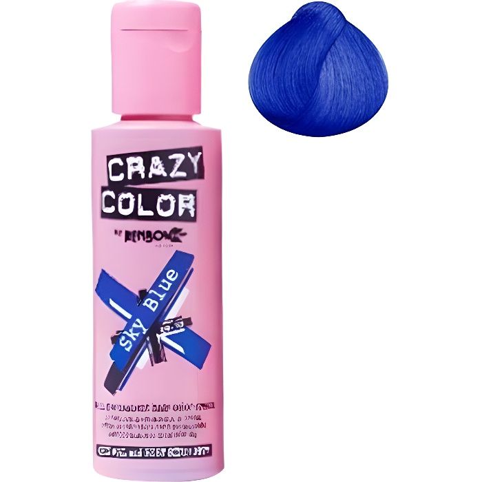 Coloration cheveux semi-permanente CRAZY COLORBLUE SKY = BLEU CIELPour un look FUN et des cheveux aux couleurs vives et