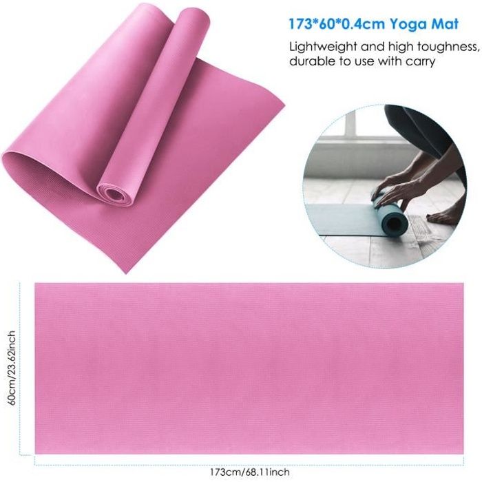 Tapis de sol Tapis de sport Tapis de gymnastique Tapis de yoga en Mousse 173 * 60 * 0.4cm rose, EVA Tapis de fitness antidérapant
