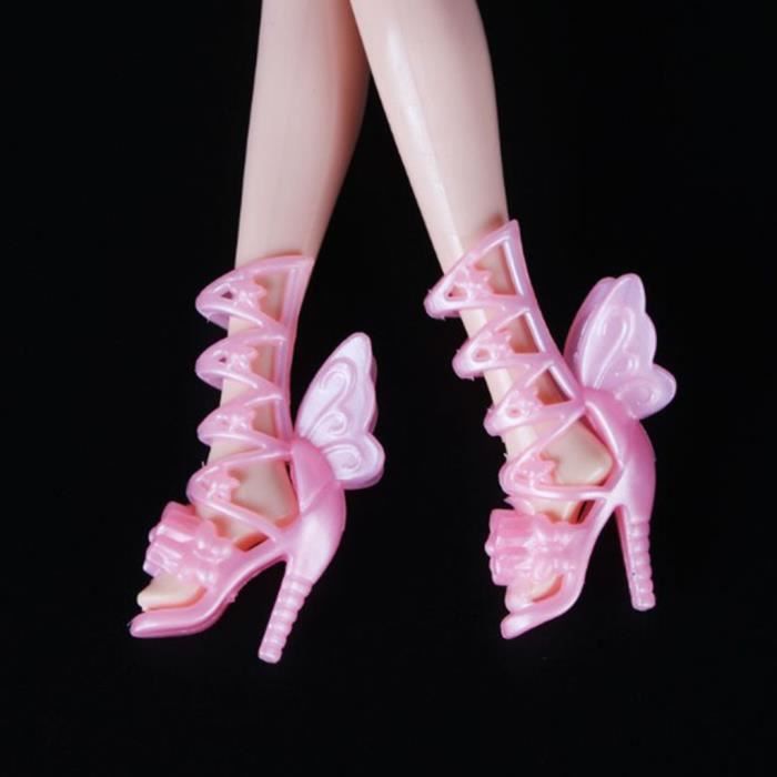 200pcs Chaussures à Talons Hauts pour Monster High Doll Accessoires de Vêtements Rose