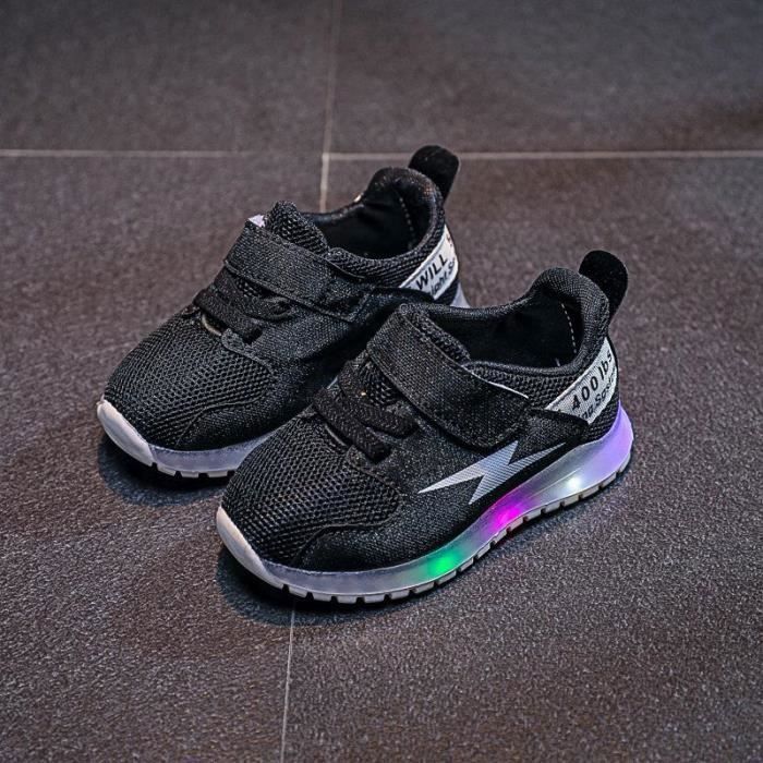 Chaussures de sport clignotantes pour enfants, chaussures de sport lumineuses à Led en maille respirante pour Garçonss et filles, n
