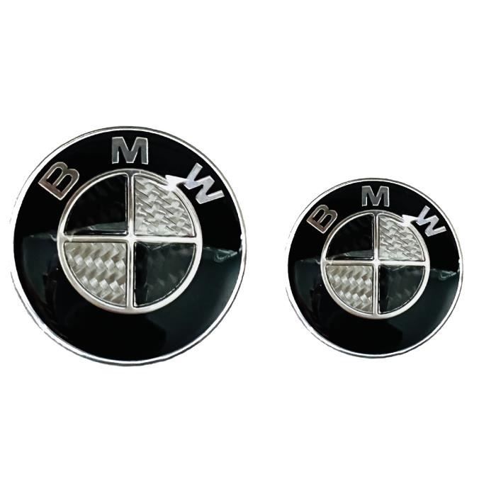 Set logo bmw 74 82 mm carbone noir capot coffre carbon JB01