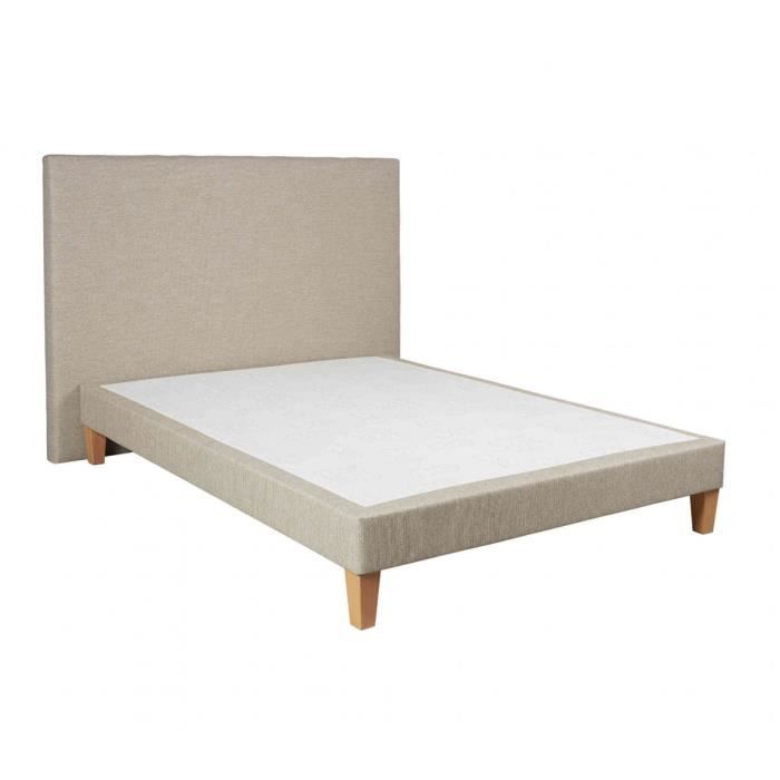 Ensemble sommier déco 140x190 tête de lit sable chiné 160 Someo