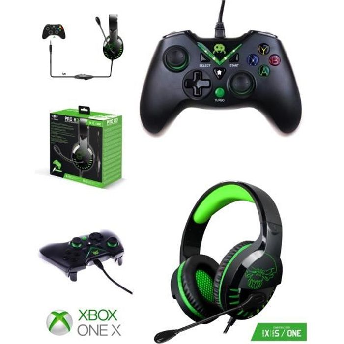 Pack Manette XBOX ONE-S-X-PC WINDOWS NOIRE + Casque Gamer PRO H3 SPIRIT OF GAMER XBOX ONE/S/X/PC