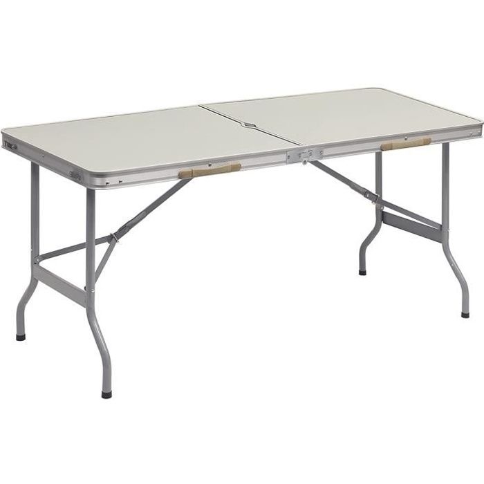 WOLTU Table de Pique-Nique，Table Pliante Valise，Table de Camping en MDF et Acier，150x60x69,5cm, Gris