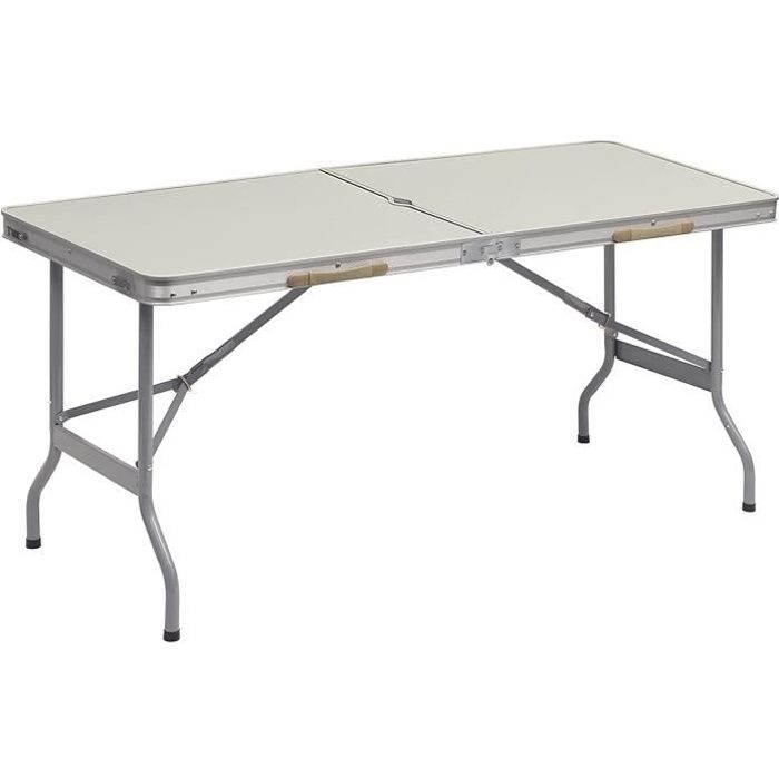 WOLTU Table de Pique-Nique,Table Pliante Valise,Table de Camping en MDF et Acier,150x60x69,5cm, Gris
