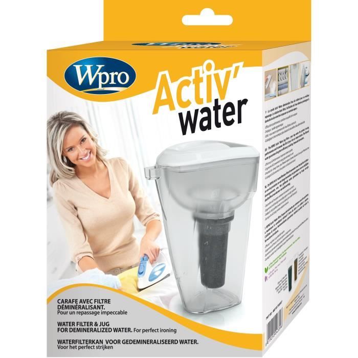 WPRO PWT100 Carafe Activ'Water + 1 filtre - carafe déminéralisante pour fer et centrales vapeur