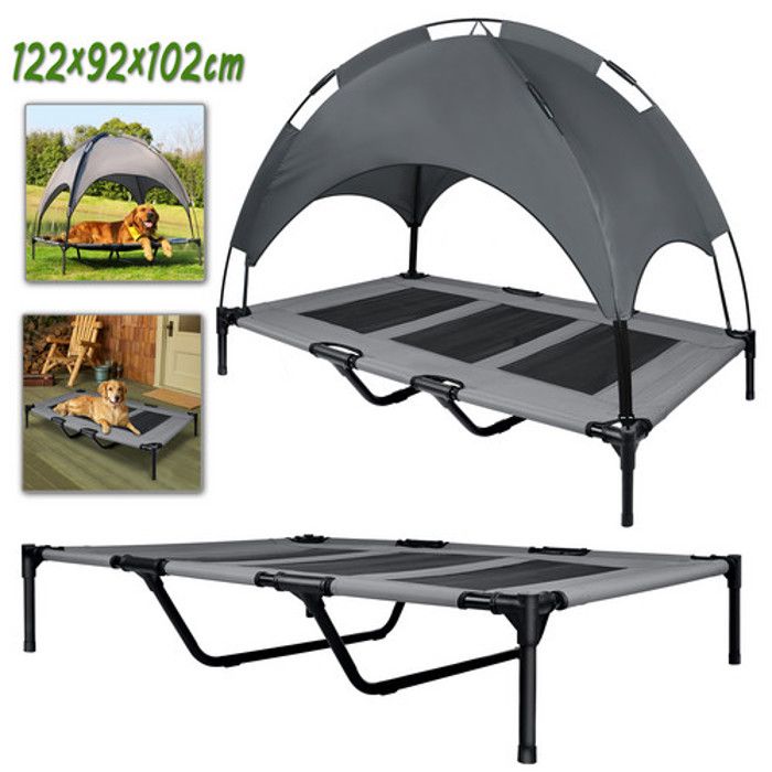 Comparer les prix de LARS360 Lit pour chien avec baldaquin, lit pour chat d'extérieur, lit pour animaux de compagnie surélevé (XL, 122x92x102 cm)