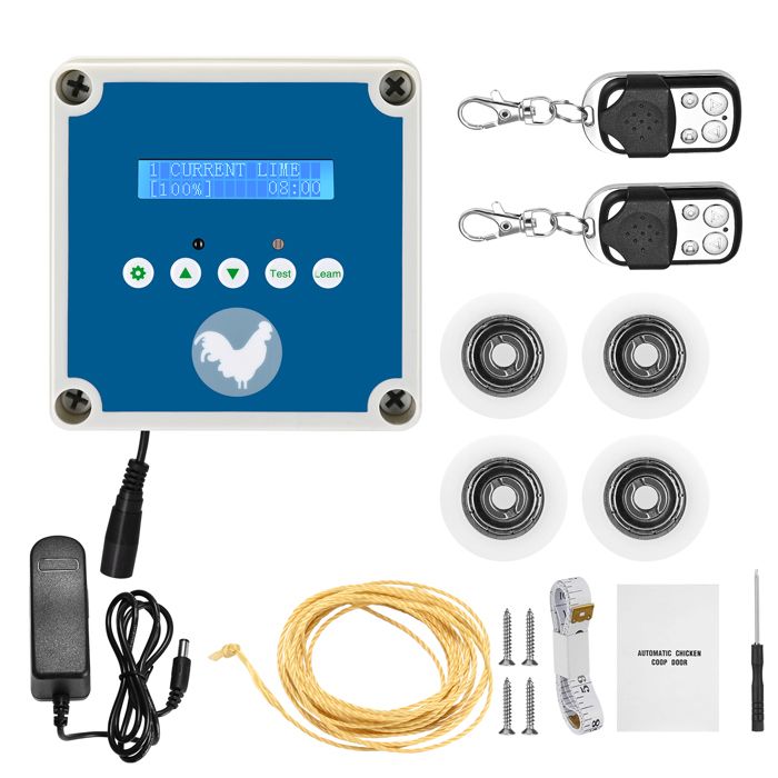 Comparer les prix de TTLIFE Porte Automatique Poulailler, Etanche avec 2 Télécommandes et Minuterie Alimenté par secteur, batterie ou énergie solaire