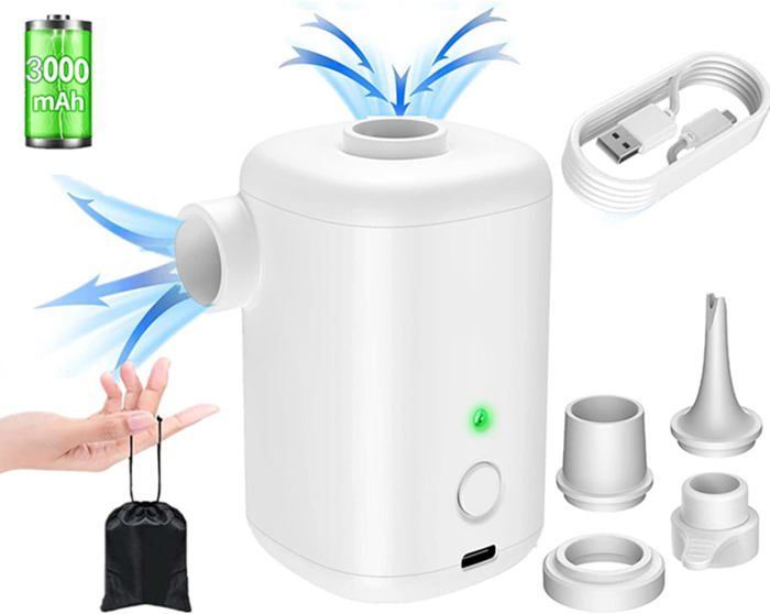 Pompe à Air Électrique Rechargeable Gonfleur: USB sans Fil Gonflage avec 1 Sac & 3 Buses Mini