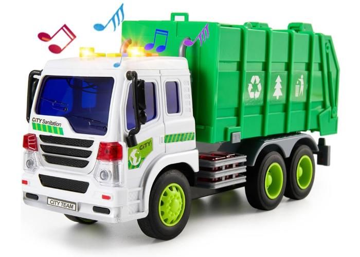Camion Poubelle Jouet avec 4 Poubelles Lumière et Son - Jouet de