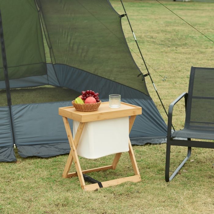 Table de jardin pliable Hattfjelldal 53 x 48 x 32 cm naturel crème noir