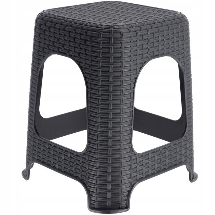 KADAX Tabouret en Plastique à lÉlégant Effet Rotin Marchepied doté de Pieds (Anthracite)