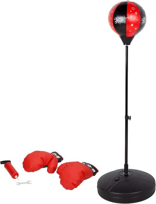 Set De Boxe Enfant Colorbaby – Sac De Frappe 22 Cm, Mât Réglable 95-125 Cm, Base Stable 38 Cm, Gants Rembourrés, Pompe Incluse, Dès 3 Ans