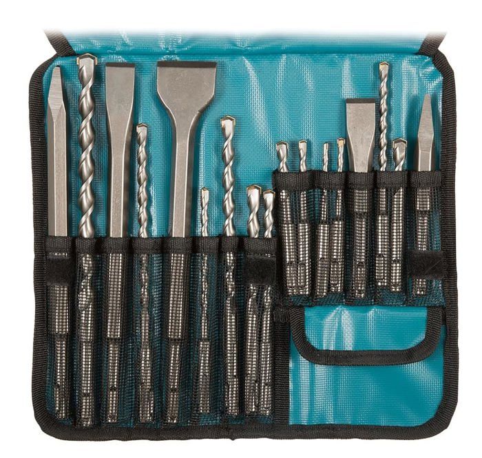 Burin bedane pointerolle Makita D 53073 SDS Plus Burin dans une pochette 17pièces