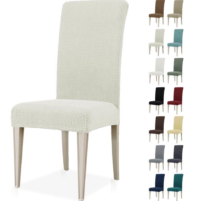 Ystyle Housse de Chaise 6 Pièces Extensible Housse Chaise Salle à Manger Universel Housse pour Chaise Blanc Naturel