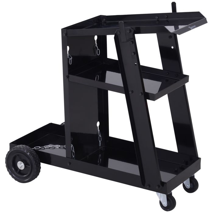 Chariot De Soudage Mobile Uimoso - 3 étagères, 2 Places Bouteilles, Capacité 181kg | Chariot Atelier Rangement