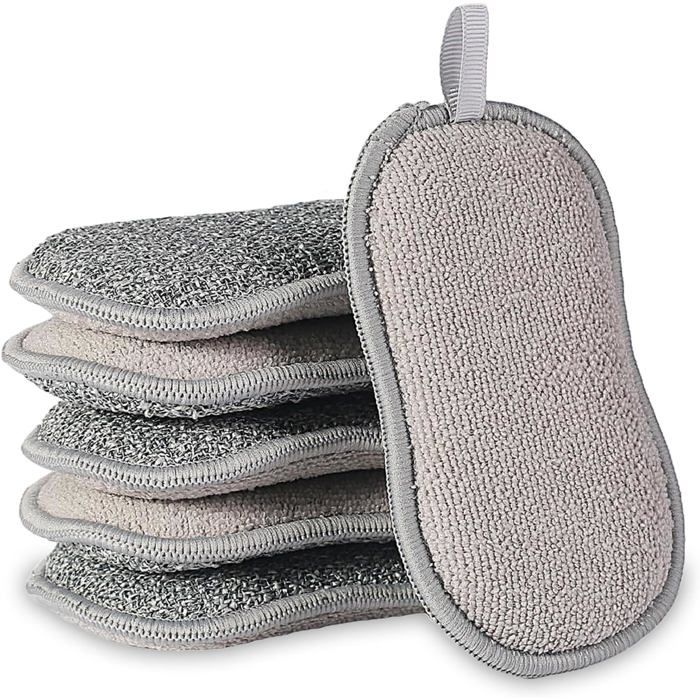 AOEVUIR 5 Éponges Double Face Réutilisables Lavables En Machine - Nettoyage Multi-Surfaces Sans Rayures