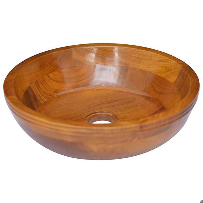 SOLDES 2025 Lavabo de bain - VIDAXL - Vasque à poser - Bois de teck massif Φ40x10 cm #114