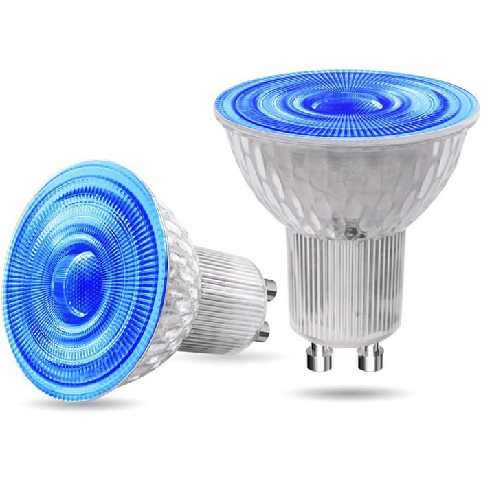 Ampoule LED GU10 Bleu-KAL-Gu10 Bleu Led 5W Remplacement Halogène 50W Angle 38° Lot De 2
