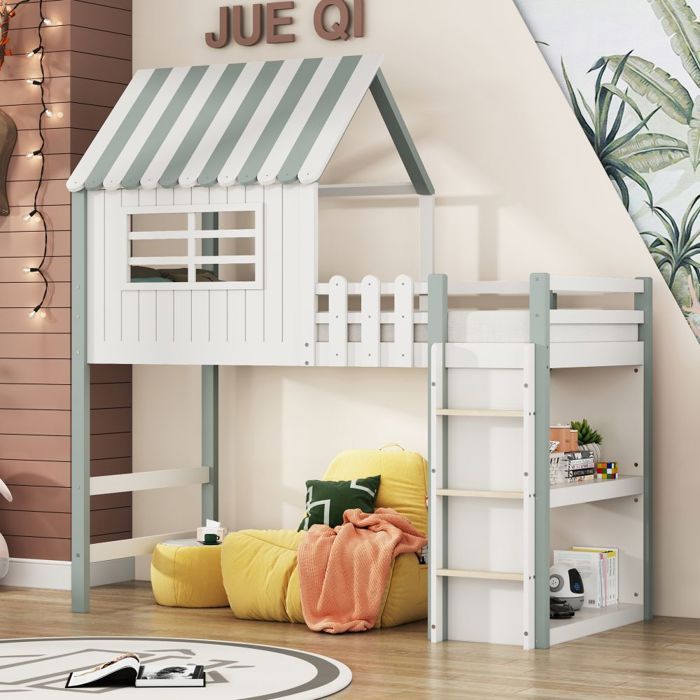 Lit Enfant 90x200cm Bois Massif Vert Échelle de Sécurité Rangement Haut Bas Évolutif Garçon Fille - Sans Matelas Lit Enfant 90x200cm Bois Massif Vert Échelle de Sécurité Rangement Haut Bas Évolutif Garçon Fille - Sans Matelas