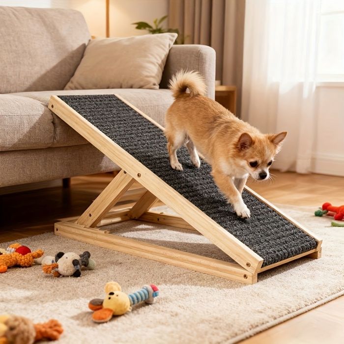 Meilleurs prix pour Rampe en bois pliable pour chien rampe réglable (70cm) surface antidérapante pour petits chiens portable et pliable