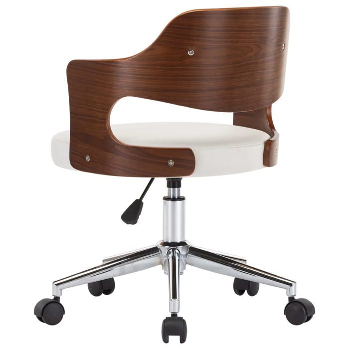 Blanc 1 PC Chaise pivotante à manger SOLOMON Fauteuil de cuisine Blanc Bois courbé et similicuir CCC1954